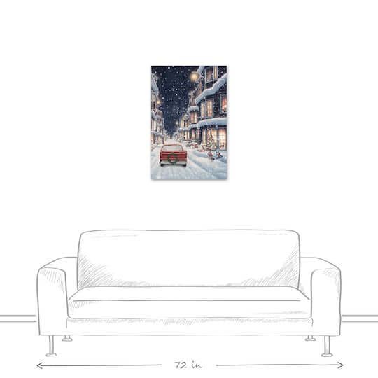 Snowy Christmas Village Canvas Wall Art